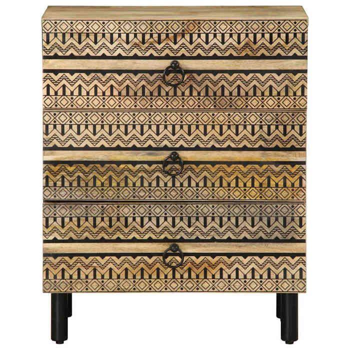 VidaXL Table de chevet noir 50x33x62 cm bois de manguier massif brut, armoire de lit, meuble de chambre à coucher, table de 4018637