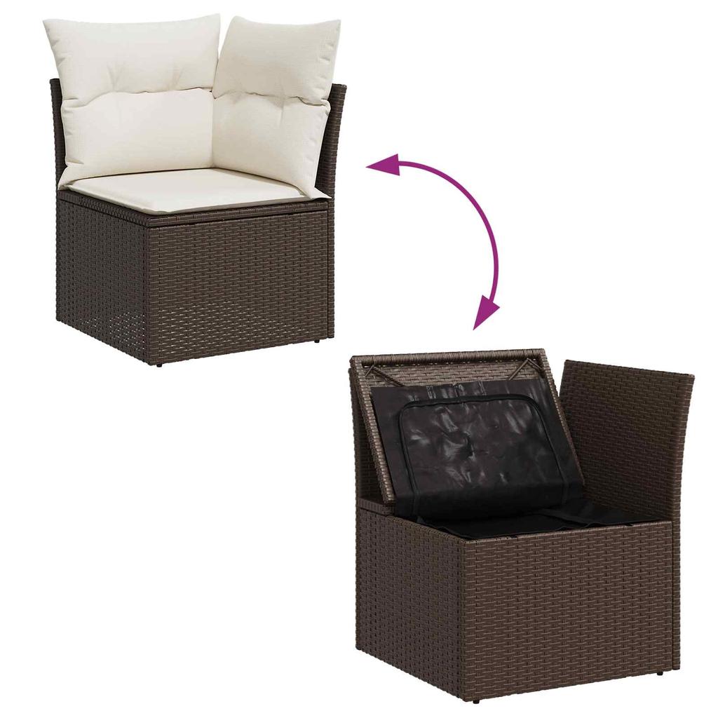 Garden Sofa Set with Cushions 6 pcs Brown Poly Rattan