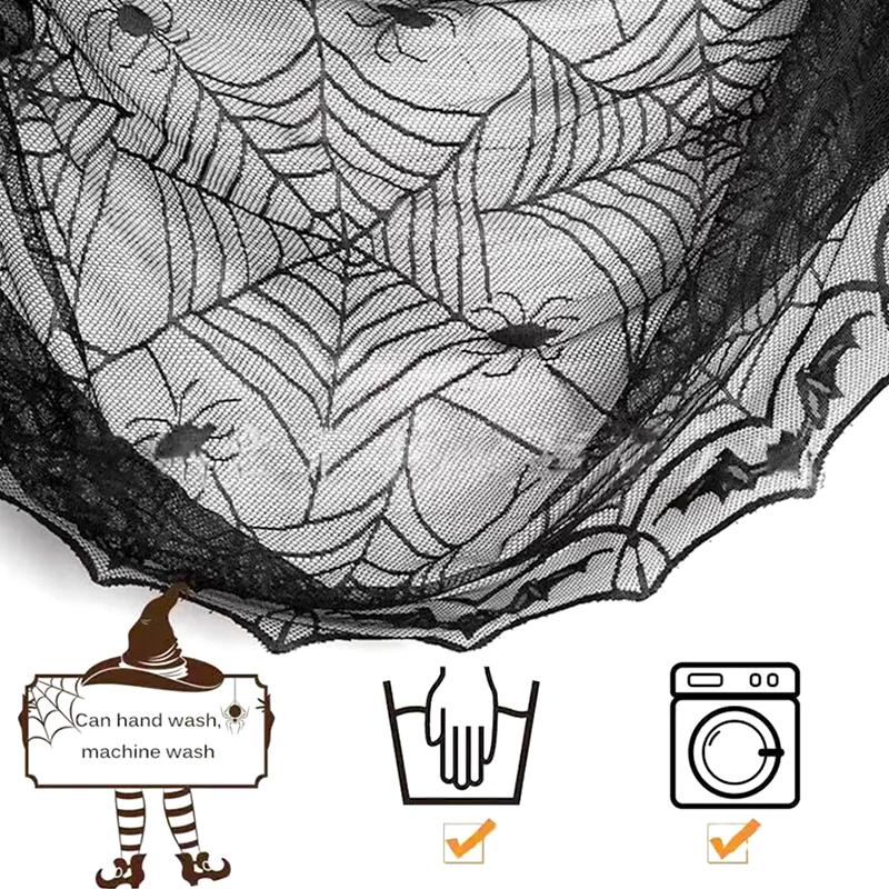 1Pc Halloween Horror Prop Polyester DIY Spider Web Black Table Cloth Lace Tablecloth Home Decor