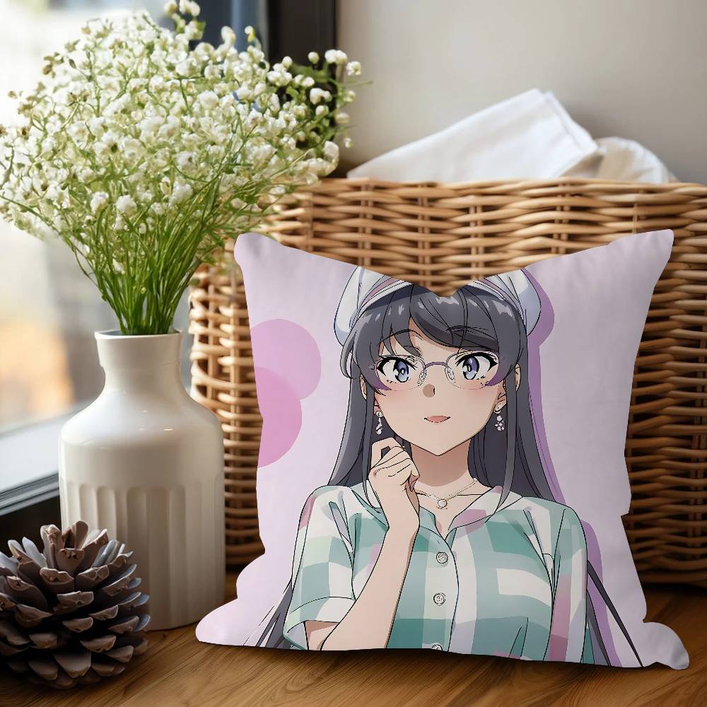 

Sakurajima Mai Anime Cushion Cover Car Throw Pillow Case For Sofa Car Christmas Gift 40x40cm 45x45cm 16x16Inch