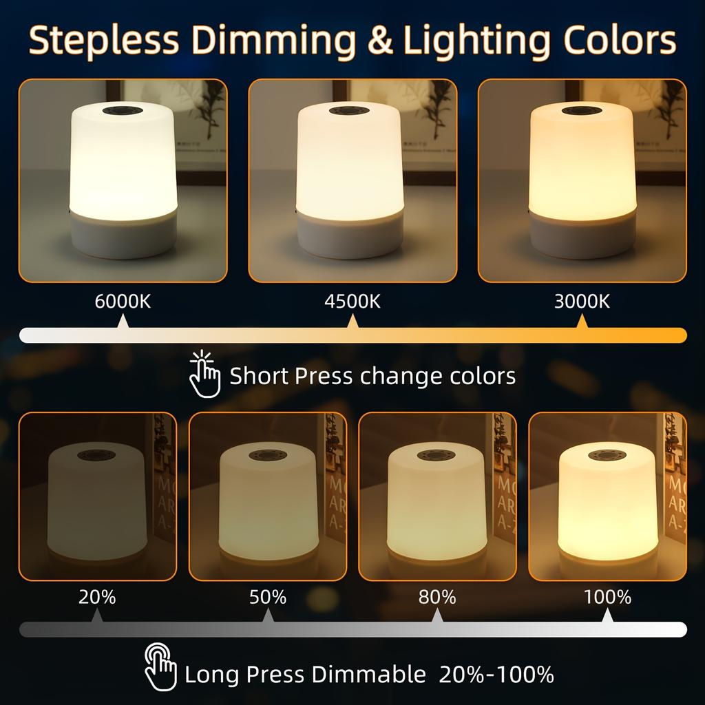 LED Nachttischlampe dimmbar USB-Laden Schreibtischdekoration Nachtlicht Schlafzimmer Wohnzimmer Touch Lesen