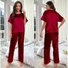 Damen-Schlafanzug-Set in Übergröße, Eisseide, kurzärmelig, für den Sommer, Homewear, lockerer, lässiger Schlafanzug