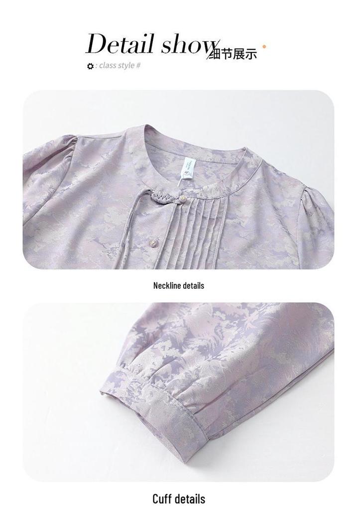 2026 Elegant Retro Jacquard Chinese Style Spring Top for Mothers, Perfect for Middle-Aged and Elderly Women