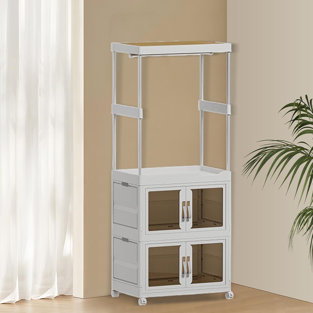 Mobile Wardrobe Clothes Organizer with Haging Rod & Cabinet Clothing Storage Shelf Large Capacity for Bedroom Living Room