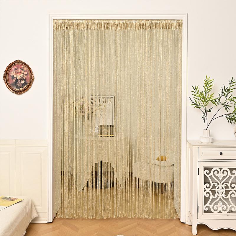 Glitter Curtains Tassel Curtains Hanging Door Curtain Encryption Partition Decoration Curtain for Door Living Room Bedroom