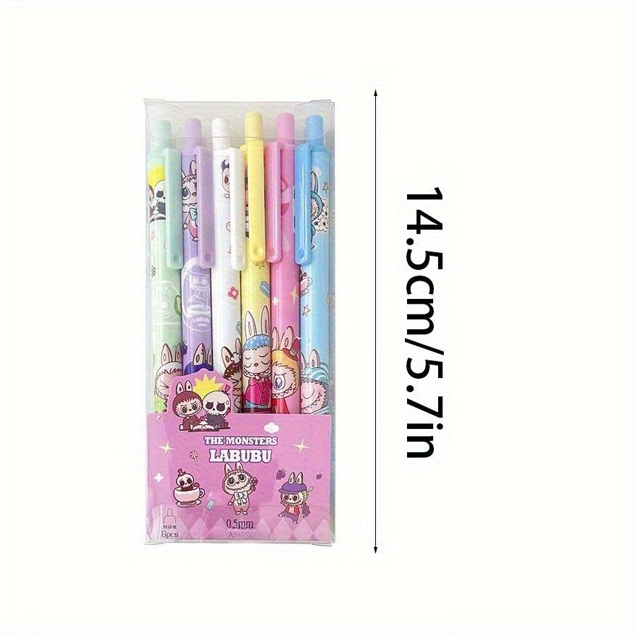 6ks Roztomilý Beauty Labubu Neutrální Hrot Pera Škola Psaní Zkouška Měkký Úchop Hladké Rychleschnoucí 0.5mm Černé Pero Studentská Učební Pomůcka Zpět do Školy