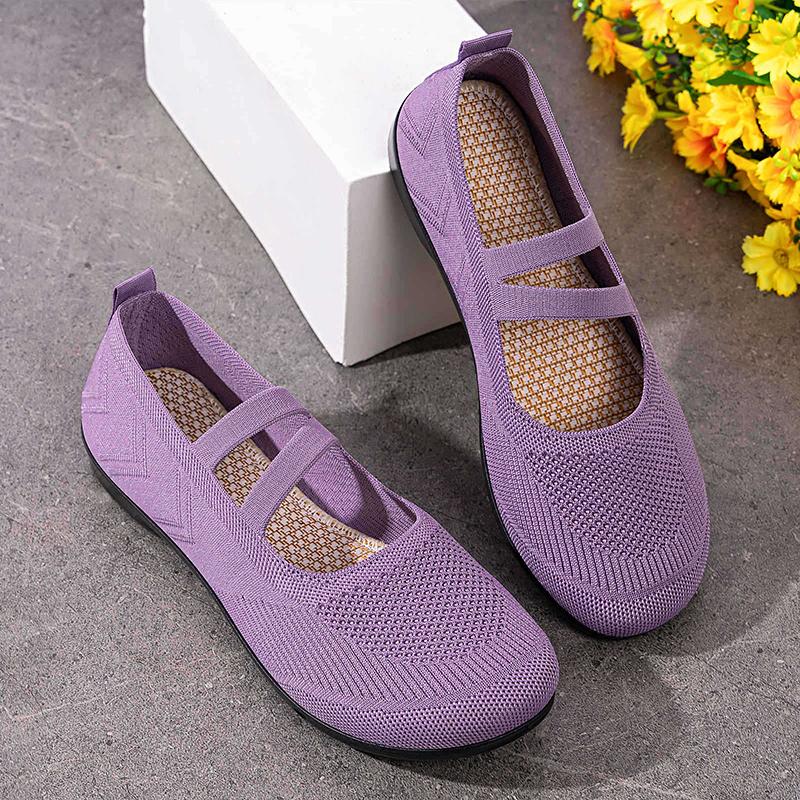 Damen atmungsaktive Strick-Sneaker lässige Ballerinas Mary Janes leichte Mesh-Damen-Kleid-Flats Schuhe Schuhwerk Sommer