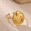 Stainless Steel Geometric Heart Moon Rings For Women Gold Color Heart Sun Opening Ring Wedding Christmas Jewelry Gift