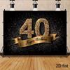 2D Black Gold 40th Birthday Backdrop Glitter Photography Background