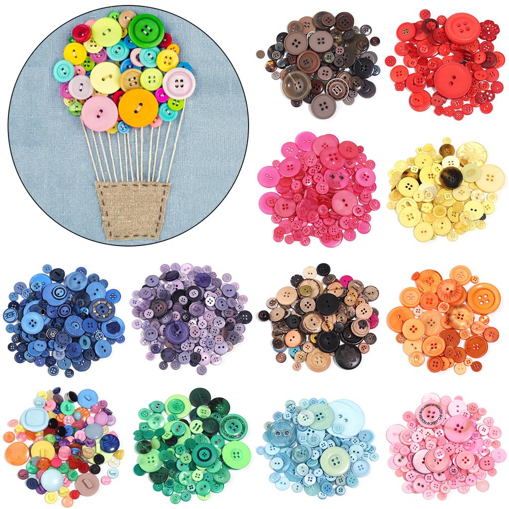 90Pcs/pack Colorful Round Resin Buttons Assorted Sizes Bulk Buttons For Handmade Creative Crafts Sewing Clothing Accessories 50g
