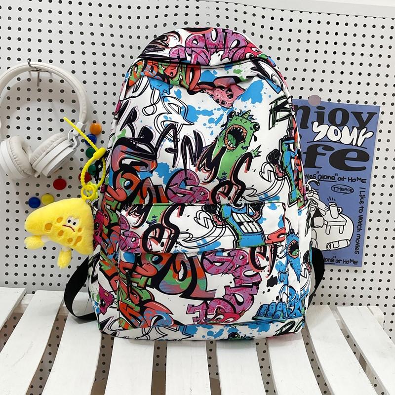 i new high-value personalized graffiti cool backpack junior high school students contrasting color backpack