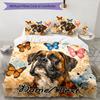 3PC Custom Name Butterfly Boxer Dog Art Bedding Set Printed  Bedding Set Duvet Cover Closure Includes 1 Duvet Cover & 333 Pillowcases for Bedroom