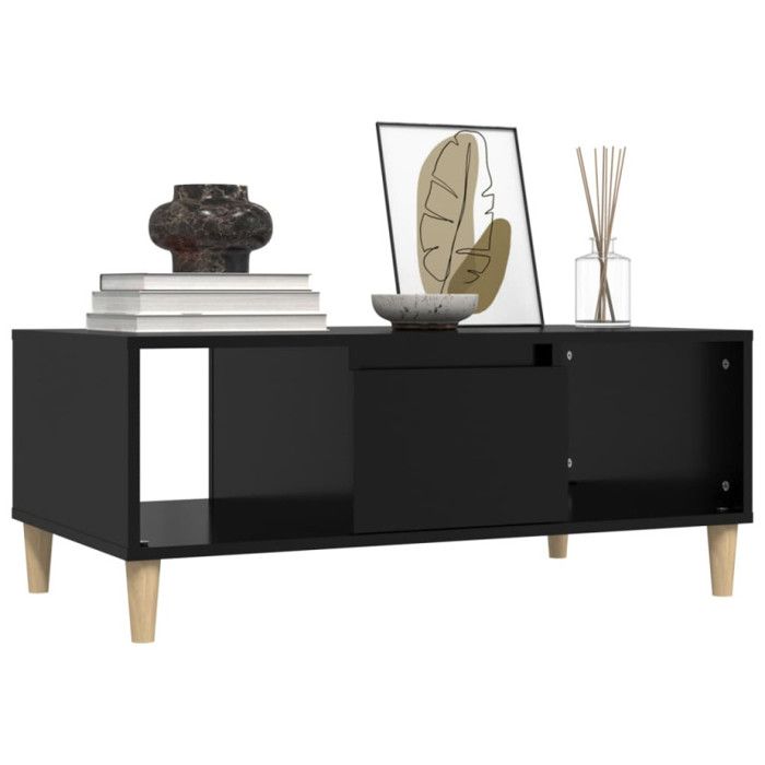 821061 vidaXL Table basse Noir 90x50x36,5 cm Bois d'ingénierie