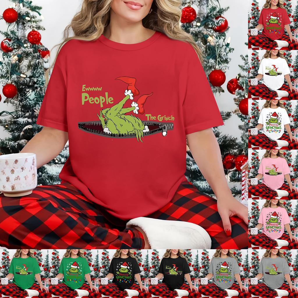 Women's Casual Printed T-Shirt Round Neck Pullover Short Sleeve Top