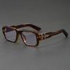 Vintage Thick Square Frame Anti-Blue Light Glasses for Men Women, Trendy Fleur-de-lis Decorative Eyeglasses, Classic Black Retro