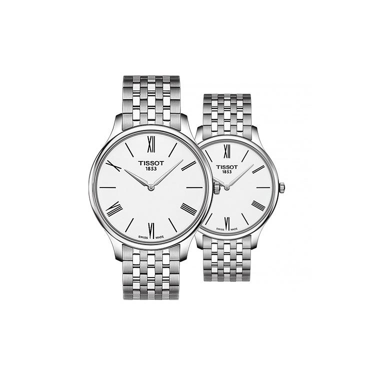 TISSOT Junya Collection Quartz Movement Unisex Watch 25mm Silver Dial Stainless Steel Case T0634091101800+T0630091101800 Couple Watches