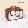 Large Capacity Storage Toiletry Bag PU PVC Clear Window Make Up Bag Waterproof Multifunctional Cosmetic Bag Travel