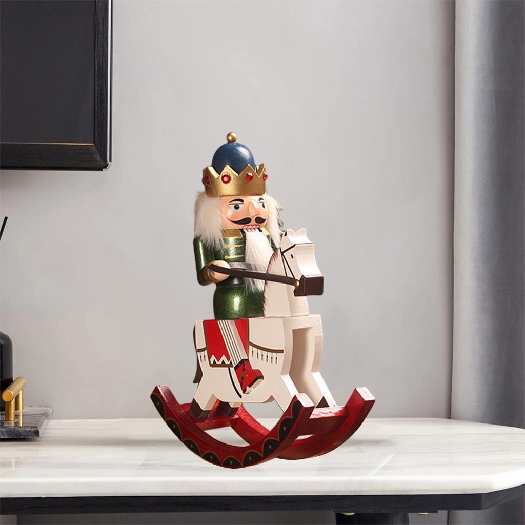 Traditional Handcraft Wooden Horse Nutcracker Solider Figures Toy Christmas Traditional Holiday Wooden Soldier Nutcrackers зелёный