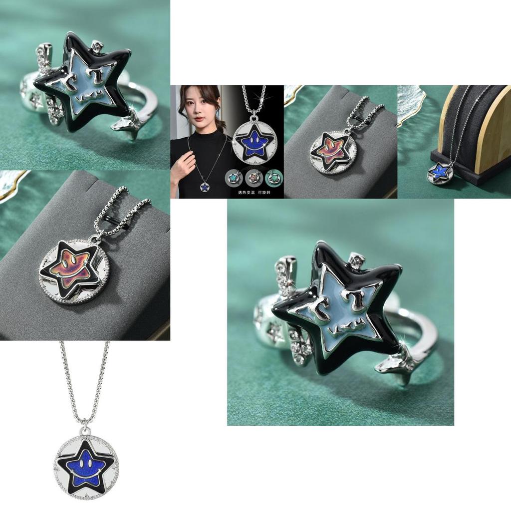 Stunning Geometric Lucky Star Spinner Pendant Necklace In Stylish Titanium Steel Design