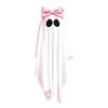 Sweet Cool Style Ghost Pendant Pink Bow Halloween Hanging Decoration, 31.5 Inch Cute Flying Creative Holiday Decor for Front Porch Yard Garden
