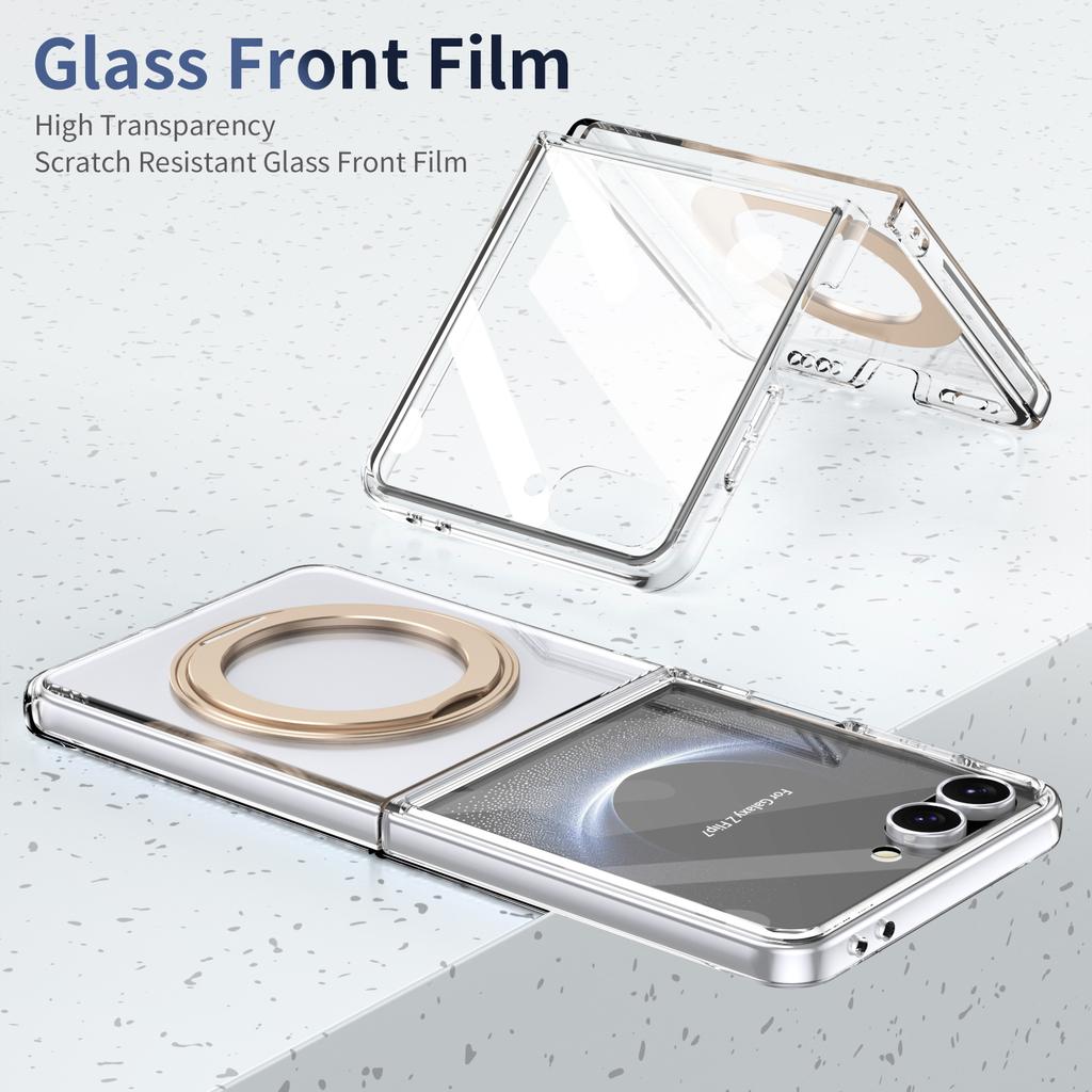 360° drehbarer magnetischer Ständer Integriertes Case mit integriertem Displayschutz für Samsung Z Flip 8 7 6 5 4 3 Stoßfeste Hülle