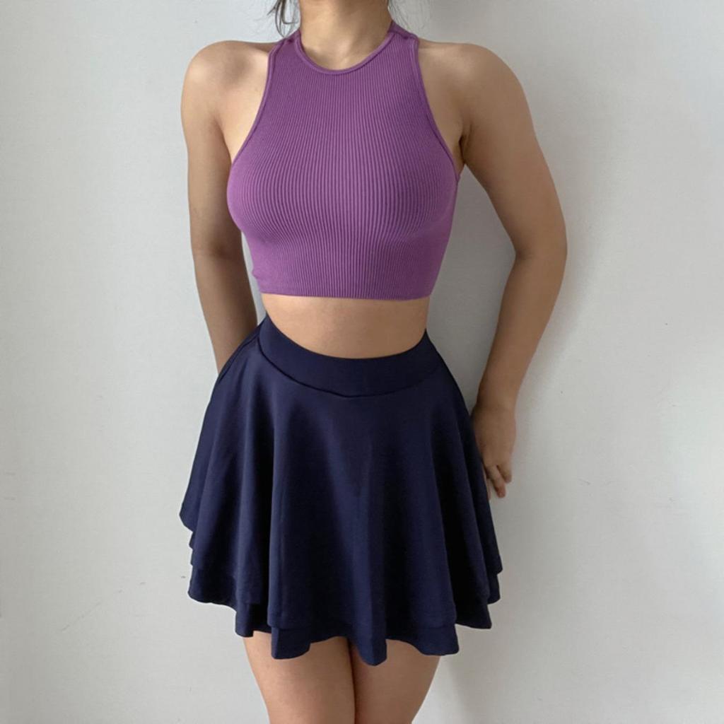 Στρογγυλή λαιμόκοψη με λουράκια Crop Tops Γυναικείες καλοκαιρινές μονόχρωμες καμίσλες γιόγκα μονόχρωμες αθλητικές σωληνώσεις Γυναικεία αμάνικα Cropped Y2K Ρούχα για κορίτσια