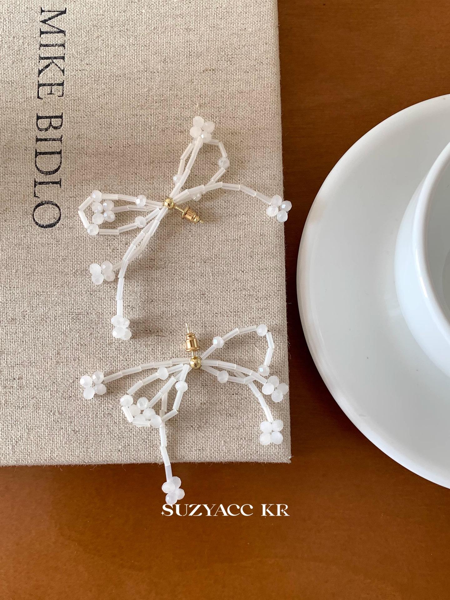 

2024 Handmade Beaded Bow Earrings: Trendy, Small Fresh Design