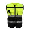 High-Visibility Multi-Pocket Reflective Vest - Color Block, Stand-Up Collar for Traffic Safety