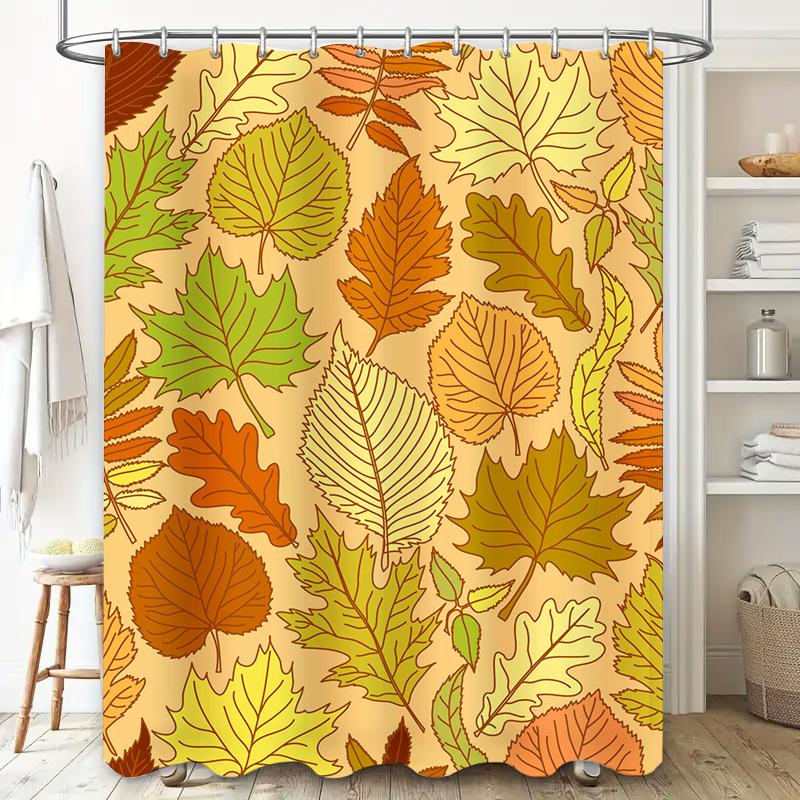 FALL LEAVES SHOWER CURTAIN 3D Printed Fabric Shower Curtain for Bathroom Decor in Green Yellow Orange Brown Red Leaf Pattern Siz