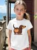 Cute Heart Butt Dachshund Cartoon Print KidsT Shirt Boys Girls Cotton Short Sleeve Parent Child Matching Summer Casual Basic Tee