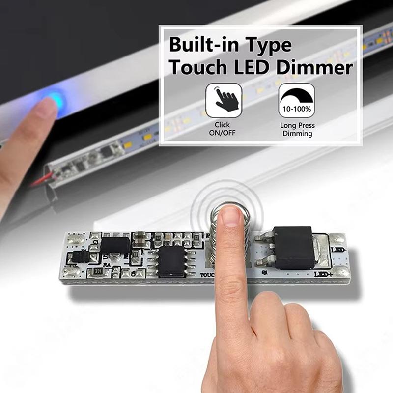 Mini Built-In Type On/Off Controller 6A 1Channel Dc 24V Aluminum Plate Lamp 10-100% Dimmer Led Light Bar Touch Sensor Switch