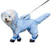 Full Coverage 4 Legs Dog Rain Jacket with Hood&Reflective Strips&Leash Hole Includes Mini Backpack for Pet Walking Hiking