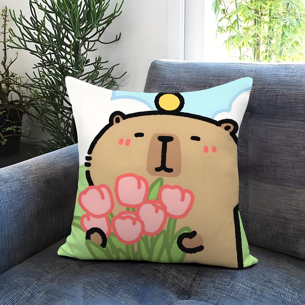 

classic animal Capybara Cushion Cover Comfortable Reversible Pillow Cover Ideal for Car Sofa Bedroom Beyond 40cmx40cm
