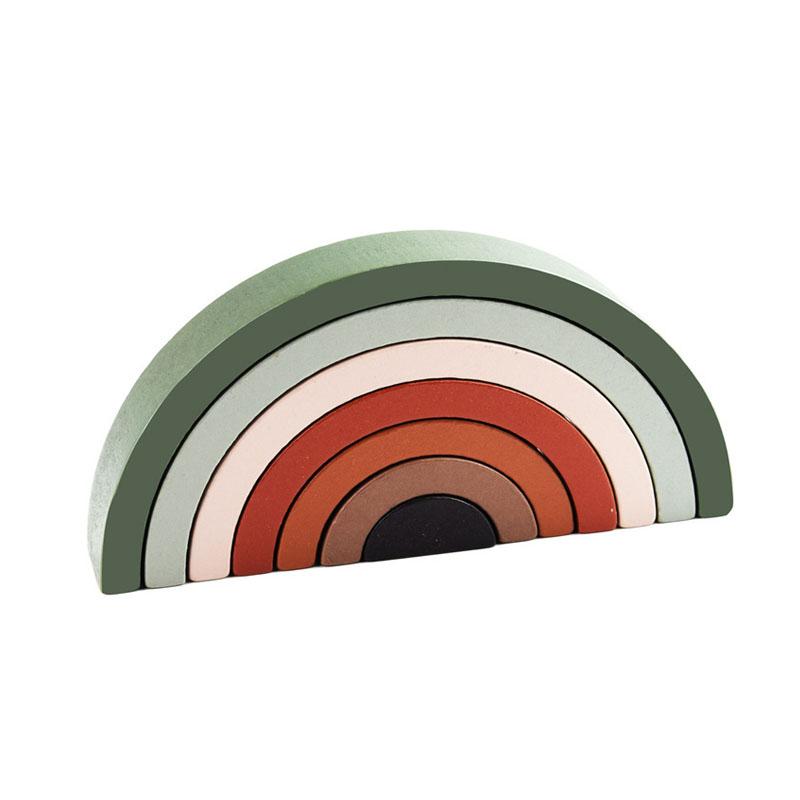 Montessori Wooden Toys for Babies Rainbow Stacking Block Toy Blocks Round Shape Construction Tower Kids Educational Learning Toy