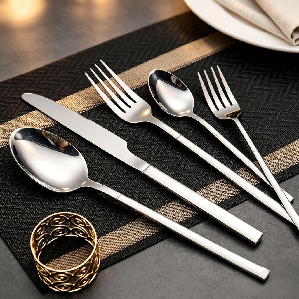 24-Piece High-End Stainless Steel Cutlery Set: Knife, Fork, Spoon for Western Dining