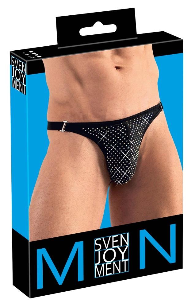 Svenjoyment - Black Men's Thong With Shiny Stones Xl