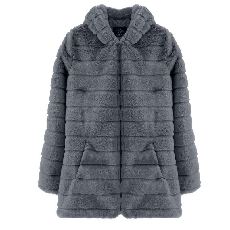 Fur Autumn and Winter Imitation Fur Imitation Mink Long Hooded Fur Jacket Women's Coat Warm