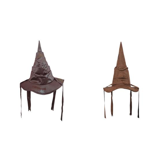 Women's Ruched Witch Hat Halloween Adult Wizard Costume for Masquerade Carnival Cosplay Party Accessory