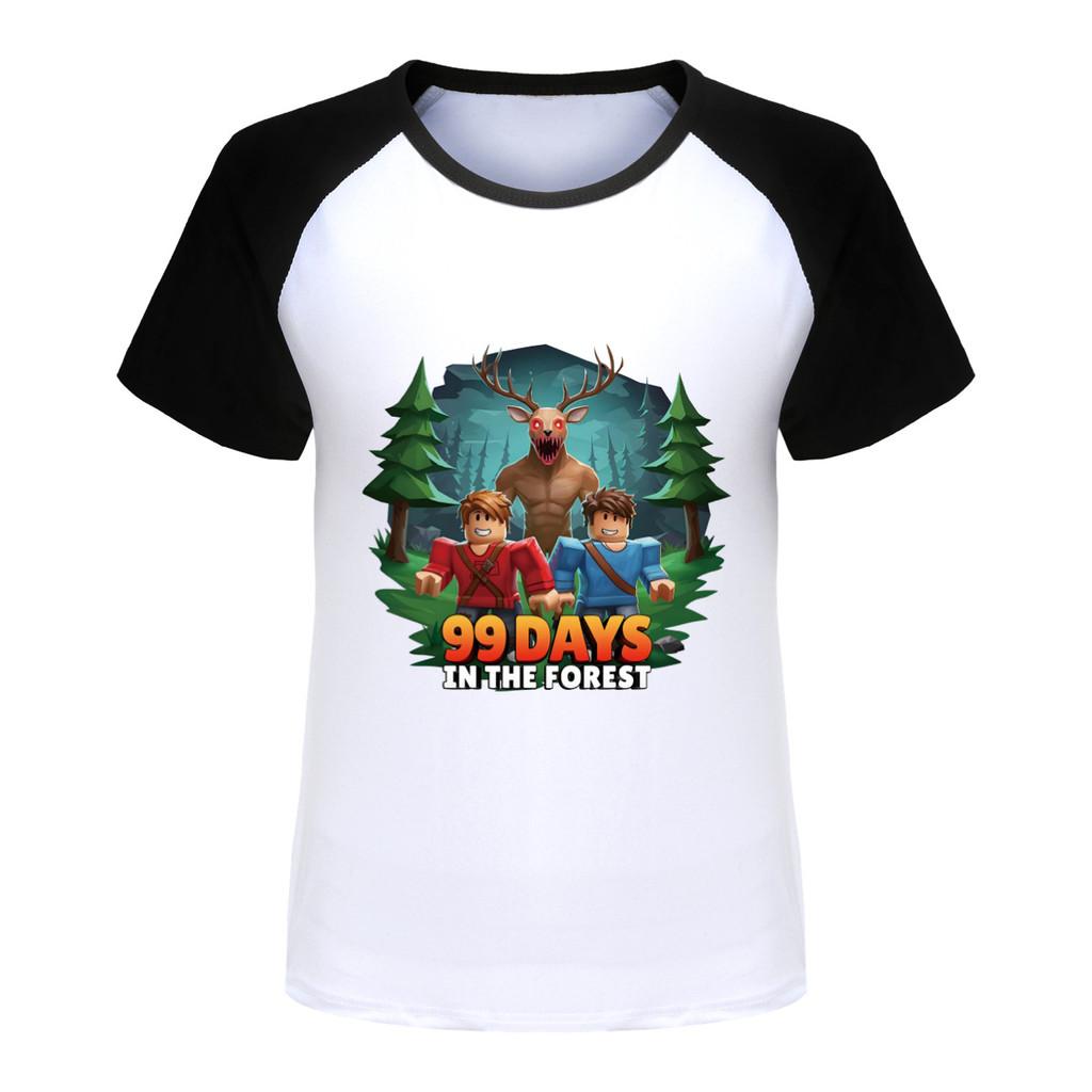 Kids Girls Boys 99 Nights In the Forest Print Raglan Short Sleeves T-Shirt