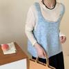 WTEMPO Square Collar Knitted Vests Women's Autumn Winter Solid Color Casual Sweaters Kntwear Elegant Sleeveless Pullovers