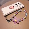 Phone Anti-Lost Lanyard Key Short Wrist Pendant Colorful Macaron Round Bead Pendant Women'S Hand-Held Chain Mobile Phone Lanyard