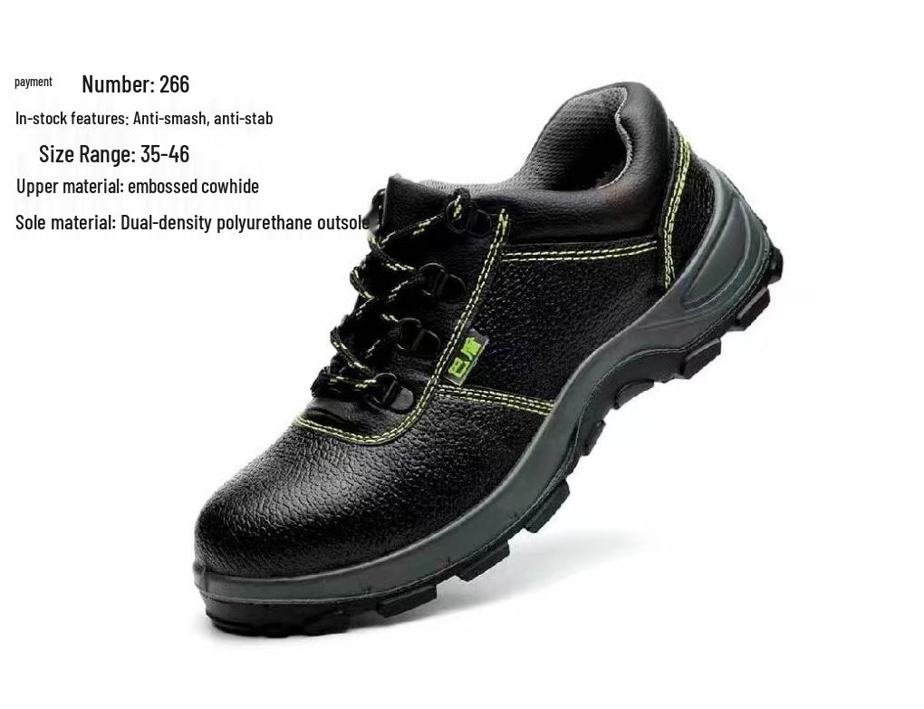 Kevlar Cut-Resistant Steel Toe Safety Shoes, Cowhide Low-Top, Anti-Smash, Anti-Puncture, Anti-Slip for Construction. 266C 35