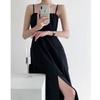 Black Retro Hepburn Style Split Suspender Dress Women's High Sense French Design Sense Niche High Waist Small Black Dress