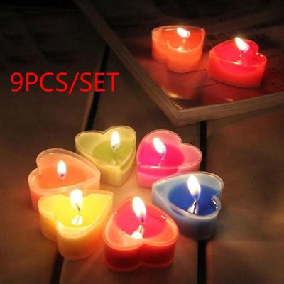 9 adet/set Kalp Şeklinde Mumlar Kokulu Mumlar Düğün Dekorasyonu Sevgililer Günü Hediyesi Romantik Evlilik Parafin Mumu Mumlar
