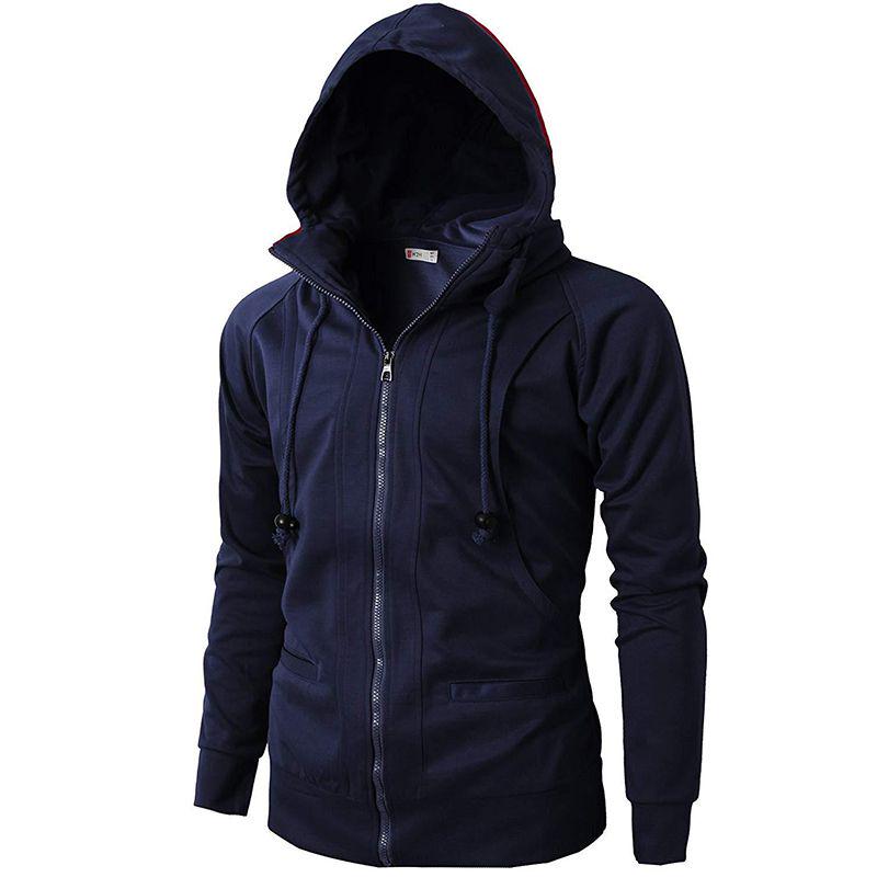 Stylish Men's Hooded Coat With Drawstring And Zipper Up Slim Fit Hoodie Jacket Overcoat