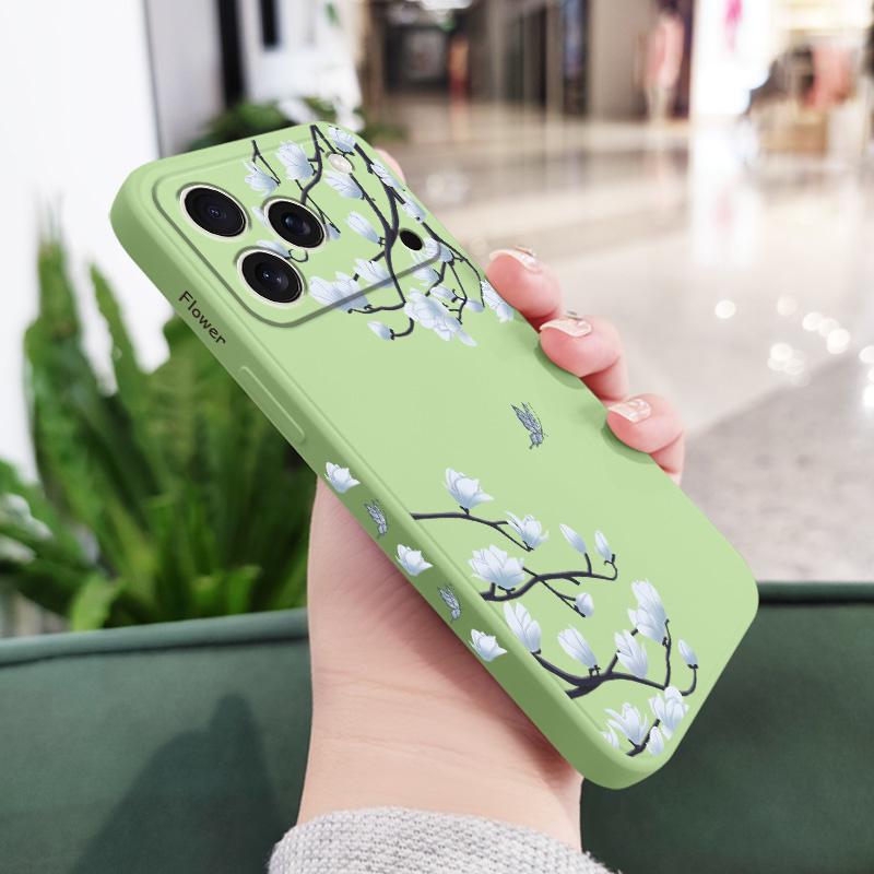 Blue Flower Intention Phone Case For iPhone 17 Air 16 16e 15 14 13 Pro Max Plus Mini Liquid Silicone Soft Cover