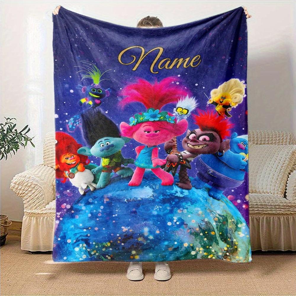 Trolls World Tour Blanket Soft And Cozy Custom Name Gift For All Holidays Home Decor Office Nap Outdoor Holiday Gift Playful Design Polyester Blanket