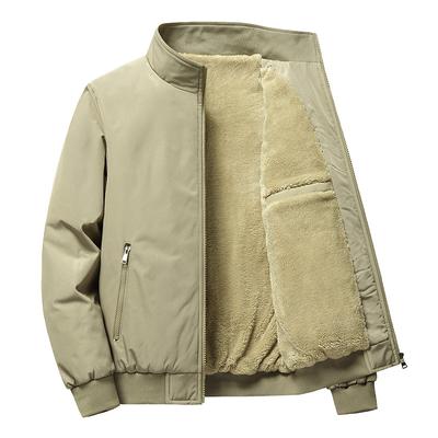 Fleece Thickened Jacket Men'S Winter Casual Jacket Men'S Stand-Up Collar Cotton Clothing Plus Size Jacket Men'S