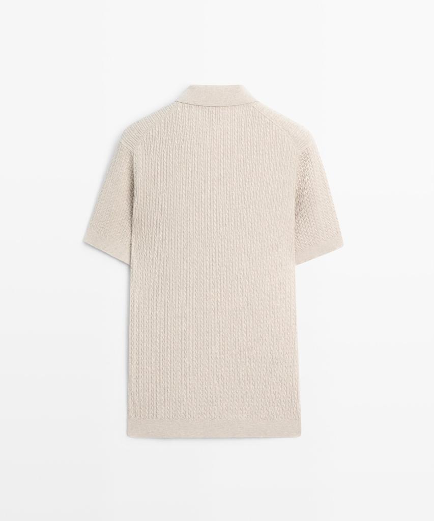 Masimodutti 100% Cotton Cable Knit Polo Sweater