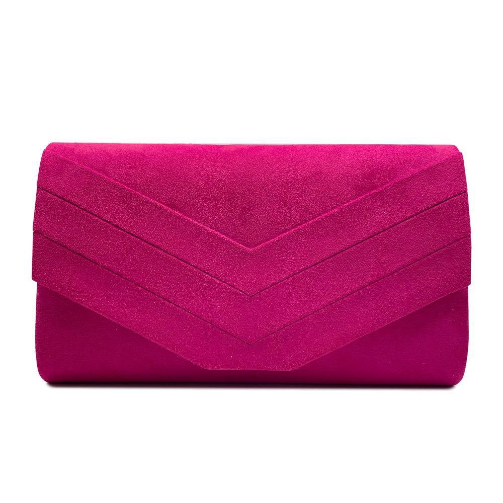 

Бархатный клатч в европейском и американском стиле: Модная вечерняя сумочка с V-образным дизайном темно-розовый